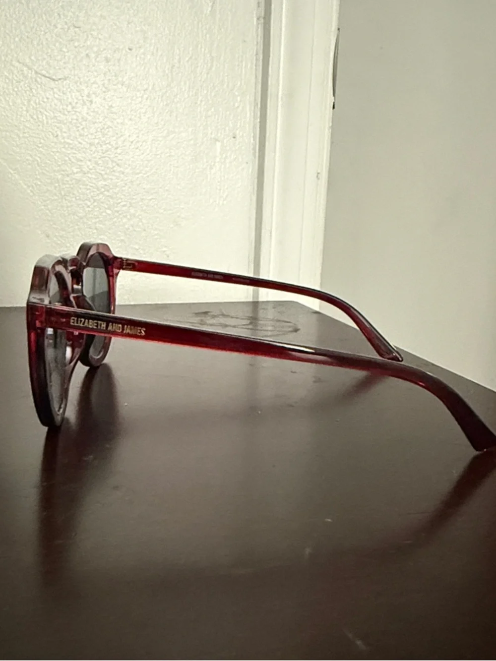 Elizabeth and James Burgundy Transparent Round Sunglasses